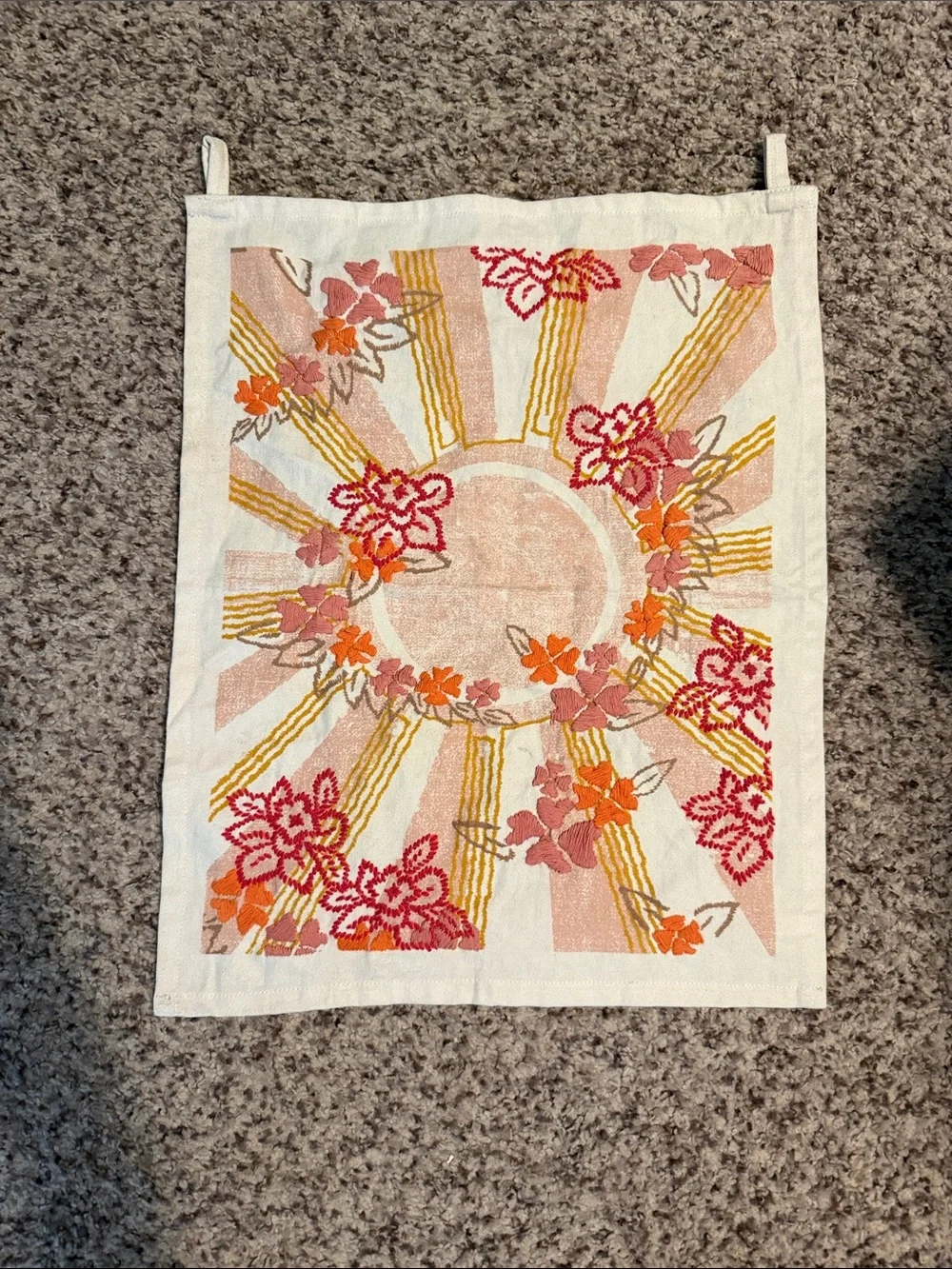 Floral Sunburst Wall Hanging - Pink, Orange & Yellow 16x 20